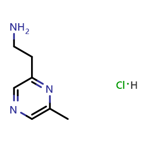 Chemical structure of 2-(6-Methylpyrazin-2-yl)ethanamine hydrochloride , CAS 2938997-57-8, AChemBlock Y223614
