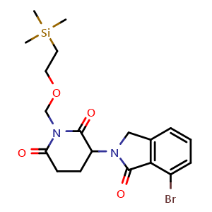 Chemical structure of 3-(7-Bromo-1,3-dihydro-1-oxo-2H-isoindol-2-yl)-1-[[2-(trimethylsilyl)ethoxy]methyl]-2,6-piperidinedione , CAS 2751610-38-3, AChemBlock Y223615