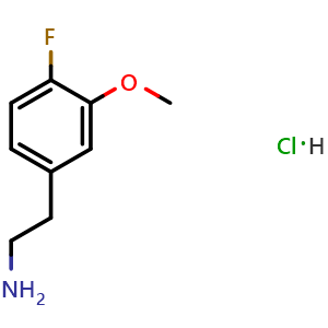 Chemical structure of 2-(4-Fluoro-3-methoxyphenyl)ethanamine hydrochloride , CAS 154550-93-3, AChemBlock Y223617