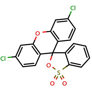 Chemical structure of 3',6'-Dichlorospiro[benzo[c][1,2]oxathiole-3,9'-xanthene] 1,1-dioxide , CAS 77545-45-0, AChemBlock Y223623
