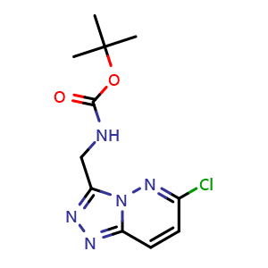 Chemical structure of tert-Butyl ((6-chloro-[1,2,4]triazolo[4,3-b]pyridazin-3-yl)methyl)carbamate , CAS 1002310-30-6, AChemBlock Y223632