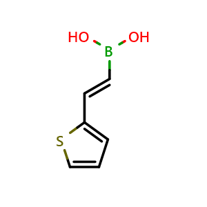 Chemical structure of (E)-(2-(Thiophen-2-yl)vinyl)boronic acid , CAS 1028801-74-2, AChemBlock Y223635