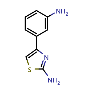 Chemical structure of 4-(3-Aminophenyl)thiazol-2-amine , CAS 103740-34-7, AChemBlock Y223636