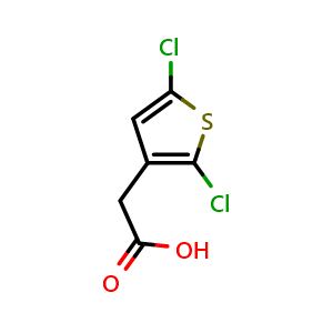 Chemical structure of 2-(2,5-Dichlorothiophen-3-yl)acetic acid , CAS 34967-61-8, AChemBlock Y223646