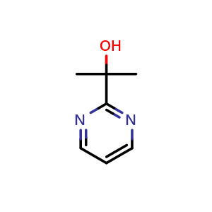 Chemical structure of 2-(Pyrimidin-2-yl)propan-2-ol , CAS 1351763-57-9, AChemBlock Y223656
