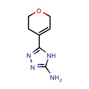 Chemical structure of 5-(3,6-Dihydro-2H-pyran-4-yl)-4H-1,2,4-triazol-3-amine , CAS 3026713-39-0, AChemBlock Y223662