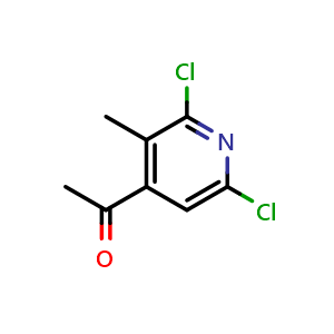 Chemical structure of 1-(2,6-Dichloro-3-methylpyridin-4-yl)ethanone , CAS 2383776-52-9, AChemBlock Y223670