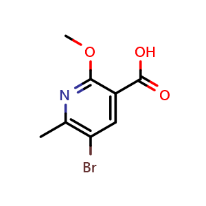 Chemical structure of 5-Bromo-2-methoxy-6-methylpyridine-3-carboxylic acid , CAS 1369354-33-5, AChemBlock Y223671