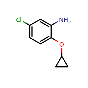 Chemical structure of 5-Chloro-2-cyclopropoxyaniline , CAS 1243360-30-6, AChemBlock Y223675