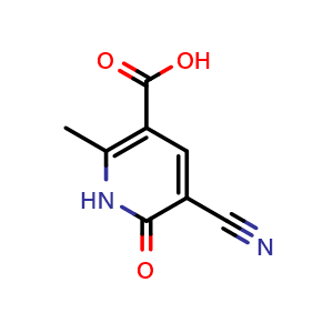 Chemical structure of 5-Cyano-2-methyl-6-oxo-1,6-dihydropyridine-3-carboxylic acid , CAS 101184-51-4, AChemBlock Y223678