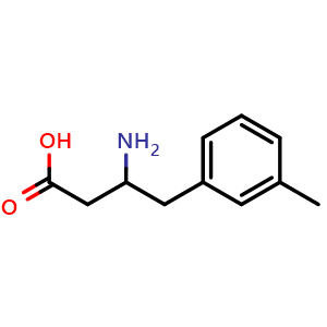 Chemical structure of 3-Amino-4-(m-tolyl)butanoic acid , CAS 678969-19-2, AChemBlock Y223679