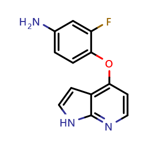 Chemical structure of 4-((1H-Pyrrolo[2,3-b]pyridin-4-yl)oxy)-3-fluoroaniline , CAS 688781-75-1, AChemBlock Y223680