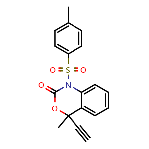 Chemical structure of 4-Ethynyl-4-methyl-1-tosyl-1,4-dihydro-2H-benzo[d][1,3]oxazin-2-one , CAS 2210312-81-3, AChemBlock Y223697