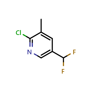 Chemical structure of 2-Chloro-5-(difluoromethyl)-3-methylpyridine , CAS 1386986-17-9, AChemBlock Y223703