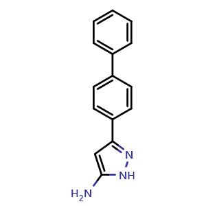 Chemical structure of 3-([1,1'-Biphenyl]-4-yl)-1H-pyrazol-5-amine , CAS 208519-16-8, AChemBlock Y223713