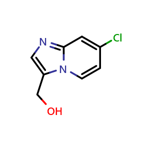 Chemical structure of (7-Chloroimidazo[1,2-a]pyridin-3-yl)methanol , CAS 1367992-89-9, AChemBlock Y223715