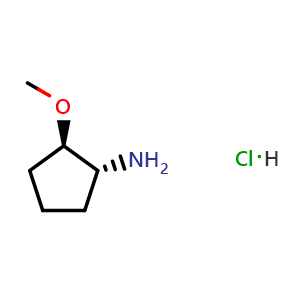 Chemical structure of (1R,2R)-rel-2-methoxycyclopentanamine hydrochloride , CAS 1305712-26-8, AChemBlock Y223717