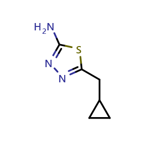 Chemical structure of 5-(Cyclopropylmethyl)-1,3,4-thiadiazol-2-amine , CAS 299937-30-7, AChemBlock Y223718