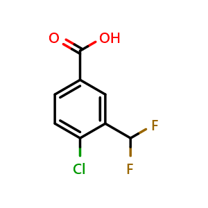 Chemical structure of 4-Chloro-3-(difluoromethyl)benzoic acid , CAS 2222162-05-0, AChemBlock Y223738
