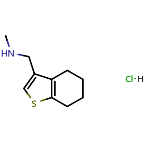 Chemical structure of N-Methyl-1-(4,5,6,7-tetrahydrobenzo[b]thiophen-3-yl)methanamine hydrochloride , CAS 2098075-56-8, AChemBlock Y223747
