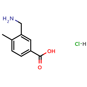 Chemical structure of 3-(Aminomethyl)-4-methylbenzoic acid hydrochloride , CAS 1087761-42-9, AChemBlock Y223757