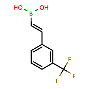 Chemical structure of B-[(1E)-2-[3-(Trifluoromethyl)phenyl]ethenyl]boronic acid , CAS 698998-84-4, AChemBlock Y223759