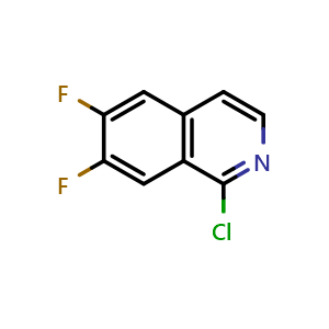 Chemical structure of 1-Chloro-6,7-difluoroisoquinoline , CAS 1602501-66-5, AChemBlock Y223763