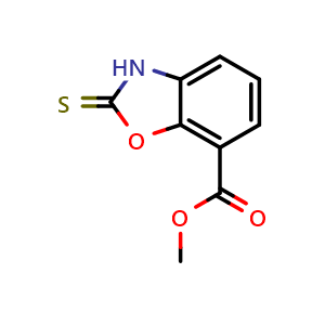 Chemical structure of Methyl 2-thioxo-2,3-dihydrobenzo[d]oxazole-7-carboxylate , CAS 213685-64-4, AChemBlock Y223764