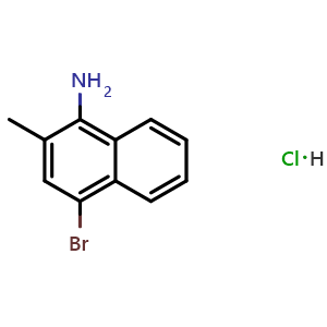 Chemical structure of 4-Bromo-2-methylnaphthalen-1-amine hydrochloride , CAS 82670-07-3, AChemBlock Y223767