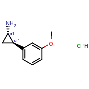 Chemical structure of trans-(1S,2R)-2-(3-Methoxyphenyl)cyclopropanamine hydrochloride , CAS 131900-22-6, AChemBlock Y223769