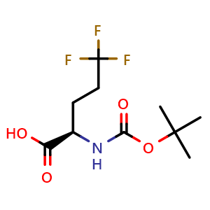 Chemical structure of N-[(1,1-Dimethylethoxy)carbonyl]-5,5,5-trifluoro-D-norvaline , CAS 1010423-94-5, AChemBlock Y223774
