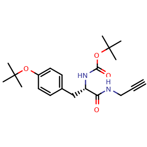 Chemical structure of 1,1-Dimethylethyl N-[(1S)-1-[[4-(1,1-dimethylethoxy)phenyl]methyl]-2-oxo-2-(2-propyn-1-ylamino)ethyl]carbamate , CAS 1618664-18-8, AChemBlock Y223775