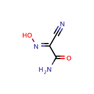 Chemical structure of 2-Cyano-2-(hydroxyimino)acetamide , CAS 3849-20-5, AChemBlock Y223784