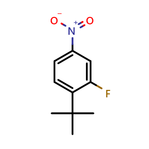 Chemical structure of 1-(tert-Butyl)-2-fluoro-4-nitrobenzene , CAS 489-18-9, AChemBlock Y223794