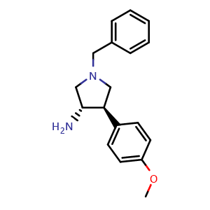 Chemical structure of (3S,4R)-1-Benzyl-4-(4-methoxyphenyl)pyrrolidin-3-amine , CAS 1146161-86-5, AChemBlock Y223808