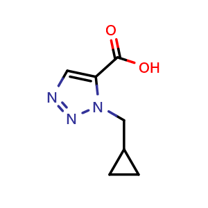 Chemical structure of 1-(Cyclopropylmethyl)-1H-1,2,3-triazole-5-carboxylic acid , CAS 1785611-33-7, AChemBlock Y223826