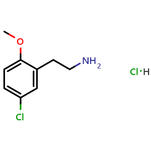 Chemical structure of 2-(5-Chloro-2-methoxyphenyl)ethan-1-amine hydrochloride , CAS 7569-73-5, AChemBlock Y223846