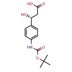 Chemical structure of (R)-3-(4-((tert-Butoxycarbonyl)amino)phenyl)-3-hydroxypropanoic acid , CAS 2227752-29-4, AChemBlock Y223851
