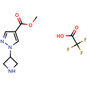 Chemical structure of Methyl 1-(azetidin-3-yl)-1H-pyrazole-4-carboxylate (trifluoroacetate) , CAS 2839139-92-1, AChemBlock Y223852
