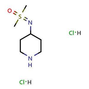 Chemical structure of Dimethyl(piperidin-4-ylimino)-l6-sulfanone dihydrochloride , CAS 2344685-36-3, AChemBlock Y223869