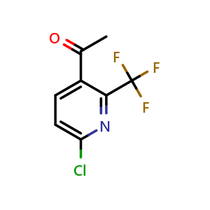 Chemical structure of 1-(6-Chloro-2-(trifluoromethyl)pyridin-3-yl)ethan-1-one , CAS 1060810-87-8, AChemBlock Y223872