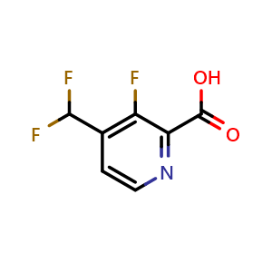 Chemical structure of 4-(Difluoromethyl)-3-fluoropicolinic acid , CAS 1805307-17-8, AChemBlock Y223880