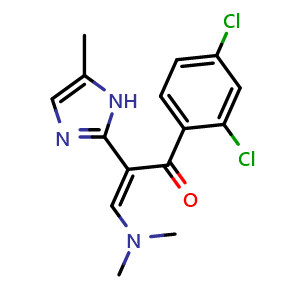 Chemical structure of (Z)-1-(2,4-Dichlorophenyl)-3-(dimethylamino)-2-(5-methyl-1H-imidazol-2-yl)prop-2-en-1-one , CAS 252953-86-9, AChemBlock Y223886