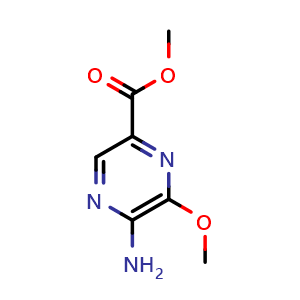 Chemical structure of Methyl 5-amino-6-methoxypyrazine-2-carboxylate , CAS 1447364-37-5, AChemBlock Y223892