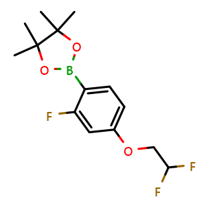 Chemical structure of 2-(4-(2,2-Difluoroethoxy)-2-fluorophenyl)-4,4,5,5-tetramethyl-1,3,2-dioxaborolane , CAS 2246779-43-9, AChemBlock Y223895