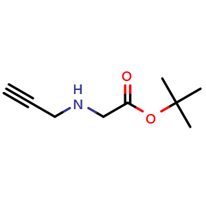 Chemical structure of tert-Butyl 2-(prop-2-yn-1-ylamino)acetate , CAS 66937-72-2, AChemBlock Y223901