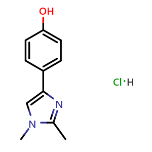 Chemical structure of 4-(1,2-Dimethyl-1H-imidazol-4-yl)phenol hydrochloride , CAS 2973762-92-2, AChemBlock Y223910