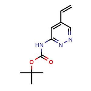 Chemical structure of 1,1-Dimethylethyl N-(5-ethenyl-3-pyridazinyl)carbamate , CAS 2407462-01-3, AChemBlock Y223916