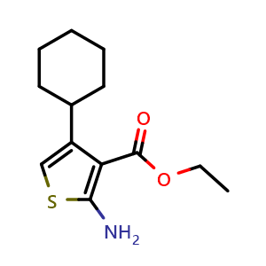 Chemical structure of Ethyl 2-amino-4-cyclohexylthiophene-3-carboxylate , CAS 149588-08-9, AChemBlock Y223928