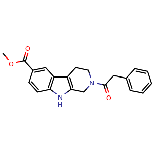 Chemical structure of Methyl 2,3,4,9-tetrahydro-2-(2-phenylacetyl)-1H-pyrido[3,4-b]indole-6-carboxylate , CAS 1428341-51-8, AChemBlock Y223940